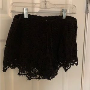 Black lace Express shorts.